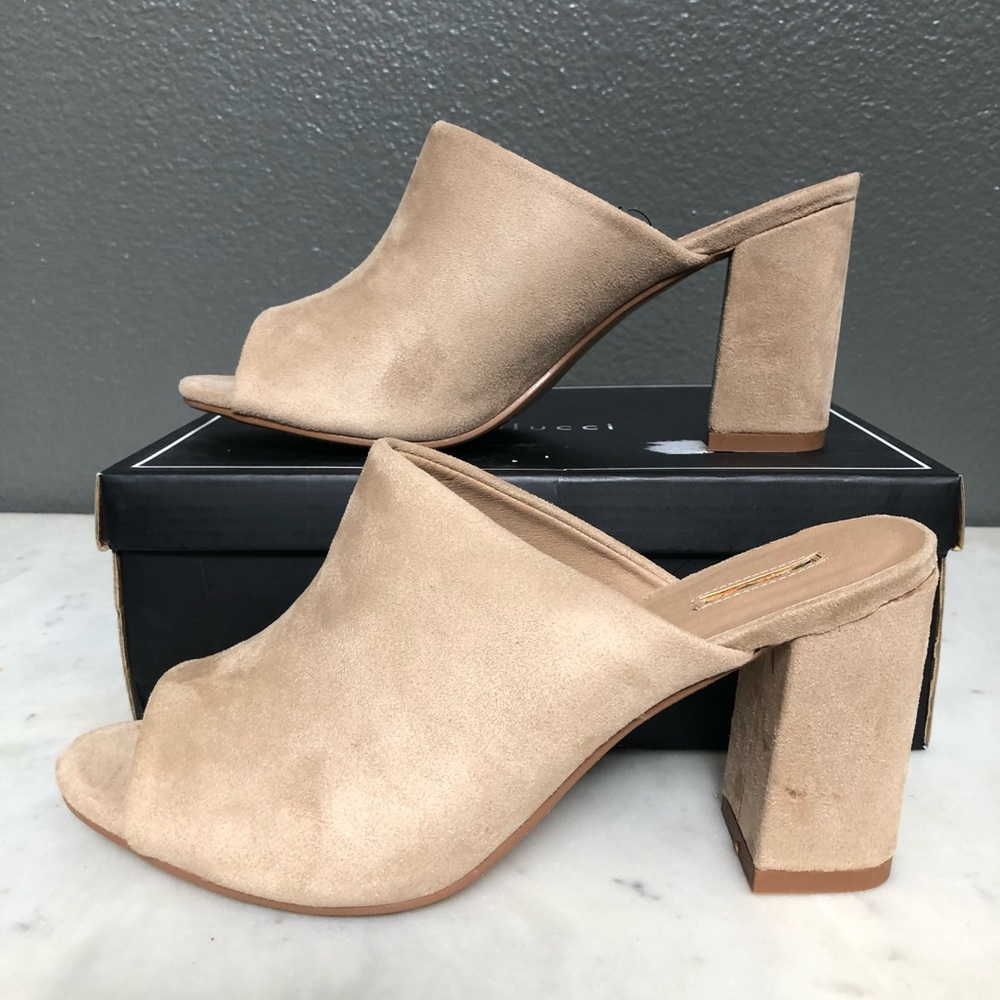 Beige Suede Mules